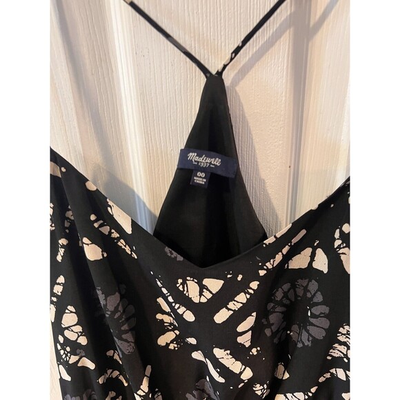 Madewell Dress Womens Sz 00 Starview Batik Silk Cami Black Blouson sleeveless - Picture 2 of 8